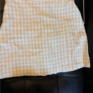 Max Studio Beige Checkered Mini Skirt